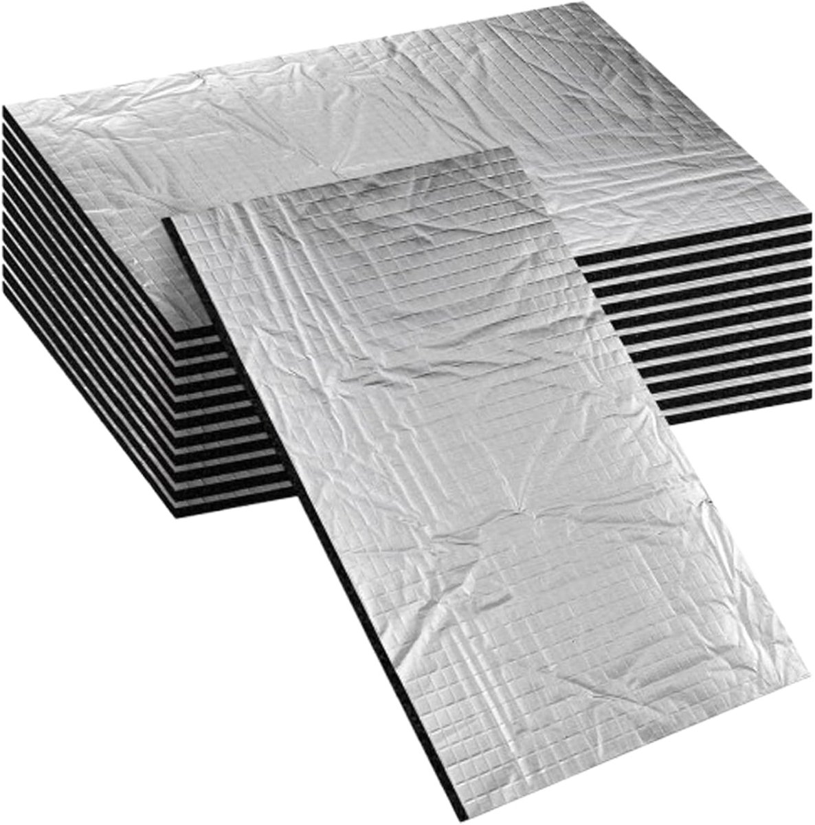 Isolatiematten voor auto, isolatiefolie, verwarming, hittebeschermingsmat, zelfklevend, warmte-isolatiefolie, waterdicht, universeel voor alle modellen, zilver