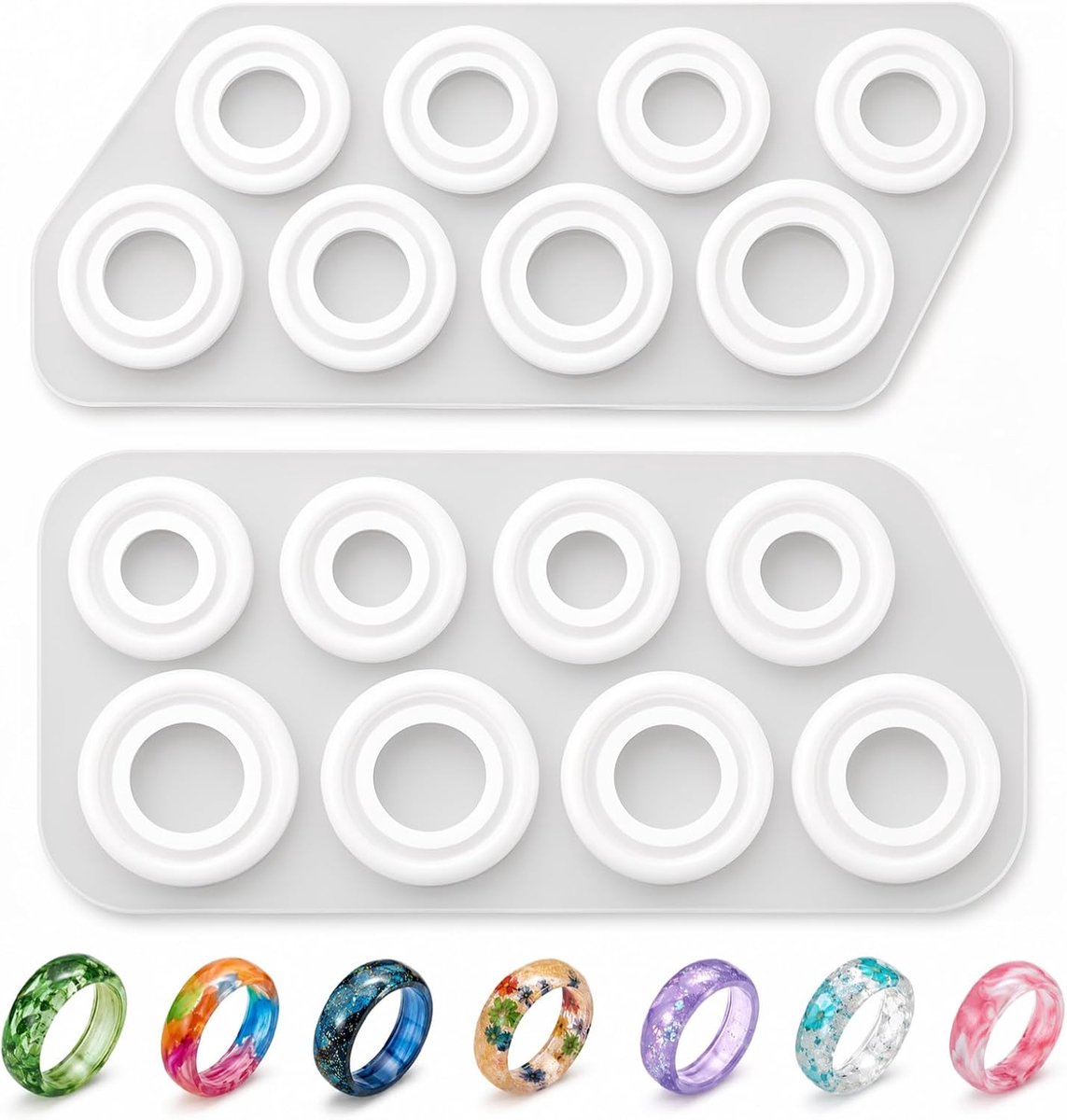 2 stijlen ring siliconen mallen set, ringen siliconen mallen gietvormen ringen zelf maken epoxyhars mallen ringvorm siliconen mal epoxyhars voor ringen hangers doe-het-zelf sieraden