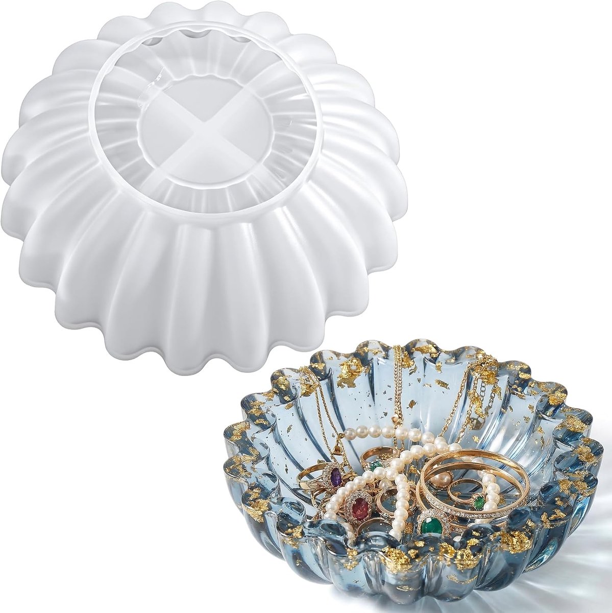 mallen voor kom, kom hars gietvorm siliconen container epoxyvorm bloemvorm kommen sieraden kaars houder snuisterij doos mallen voor ambachten decoratie 5,31 x 1,97