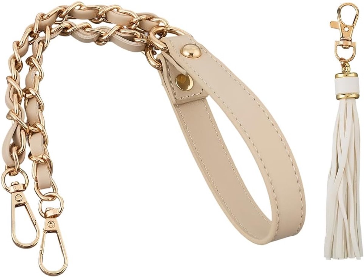 tasketting met kwastjeshanger 63 cm Microfiber lederen tassenketting vervanging, Beige, 62.9cm x 18mm;15.2cm
