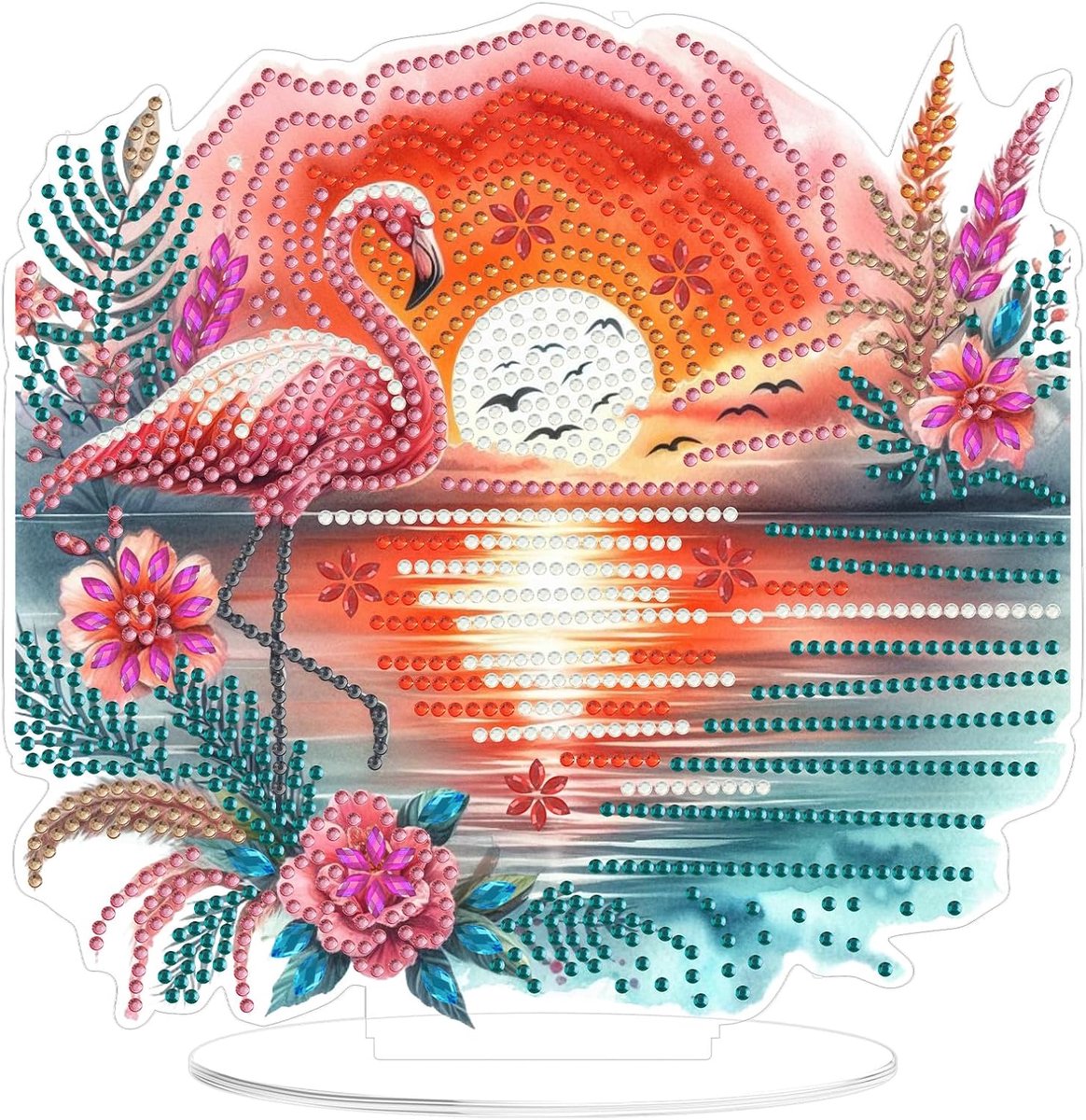 5D Diamond Painting Flamingo Desktop Decoratie Kinderen Volwassenen Diamond Painting Tafel Decoratie Set DIY Landschap Diamant Painting Foto's Knutselset Set voor Kamer Kantoor Desktop Cadeau