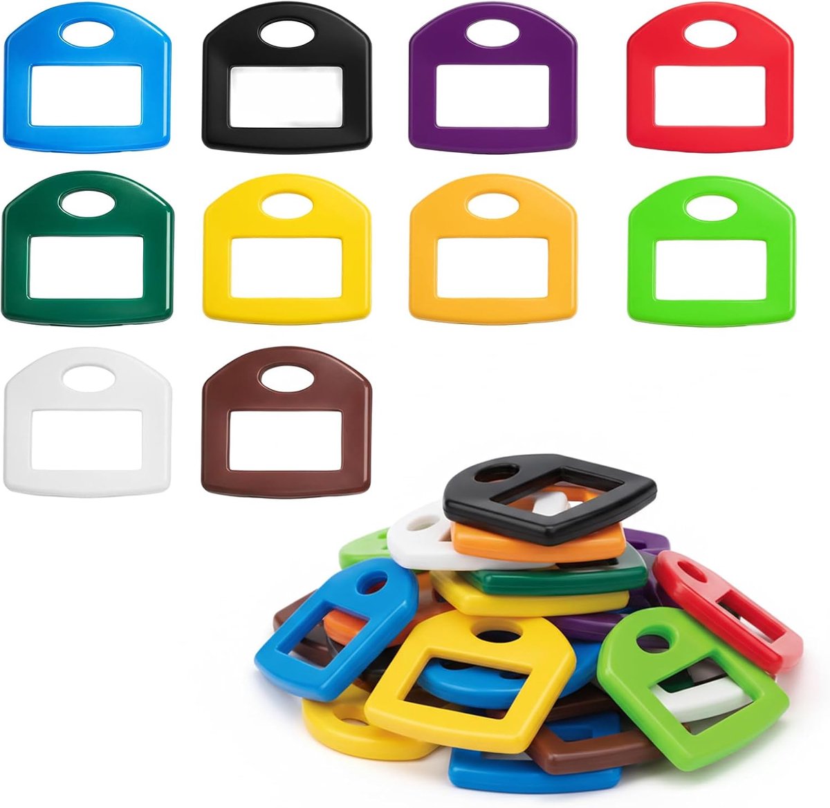 Sleutelhoes van siliconen, 30 stuks, 28 x 25 x 5 mm, elastisch, gekleurde sleutellabels, voor thuis, kantoor, garage, snelle identificatie