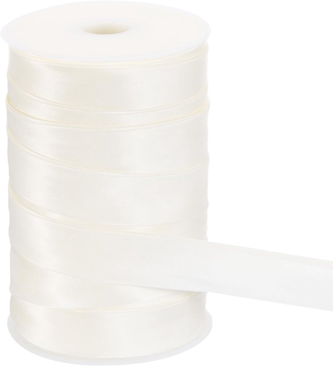 Bias Dubbel gevouwen band om te naaien, 2,5 cm x 155 Iard satijn, voorgevouwen doorlopende band voor naden, quilts, zomen, doe-het-zelf handwerk, beige wit