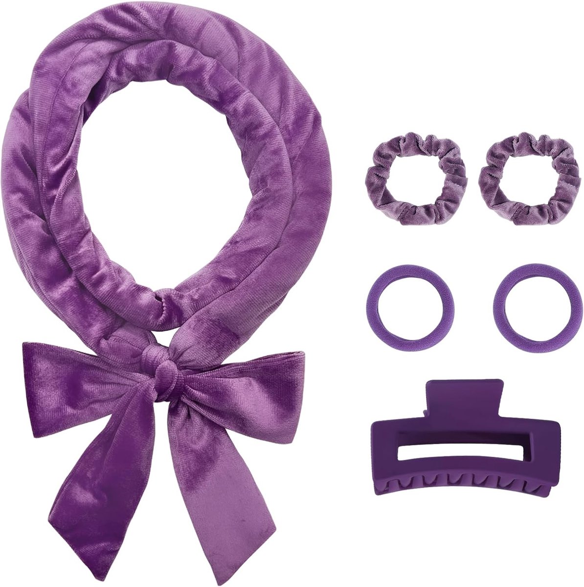 krullen zonder hitte krulband, zachte krulspelden zonder hitte krullen 's nachts, 70" Heatless Curls Band for Overnight Curls, 6 stuks Hair Curler Heatless Set, paars
