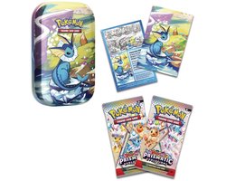 Pokémon Kaarten - Prismatic Evolutions - Vaporeon Tin - 20 Kaarten Totaal - 2x Booster Pack + Bewaardoosje + Art Cart + Eevee Coin - Scarlet and Violet - Pokemon Cards - TCG - Box - Bundle - Pokemon Speelgoed - Scarlet en Violet - Prismatic Evolution