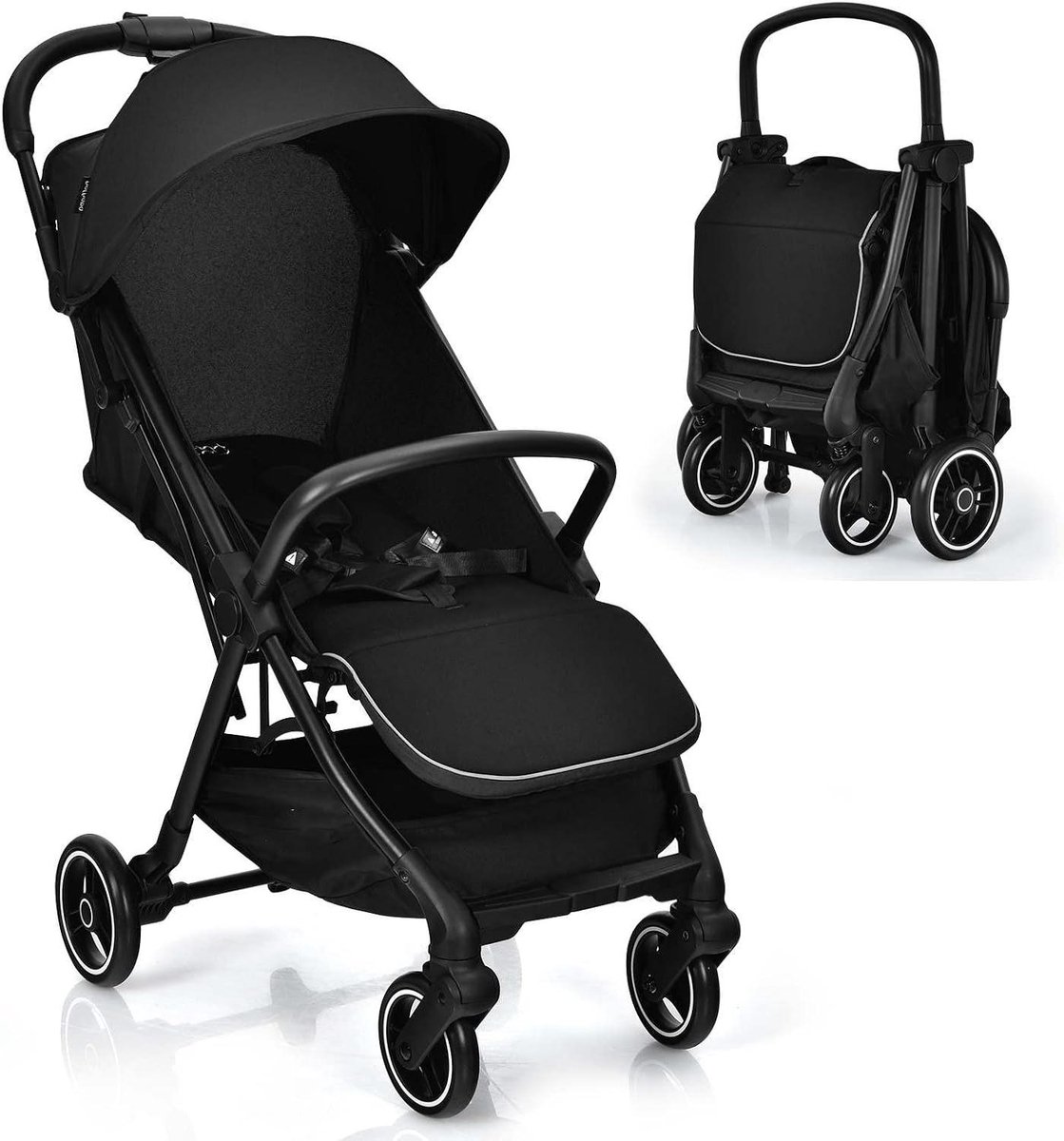 Kinderbuggy - Reisbuggy Kinderwagen - Onderweg - Met slaapfunctie - 6.8 kg - Zwart