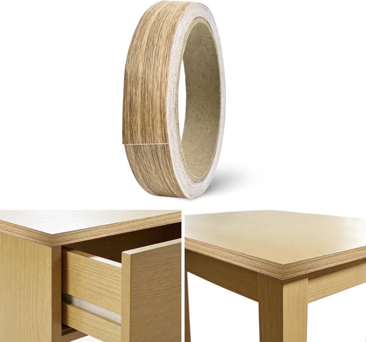 20mm Kantband, 10m Houtfineer Zelfklevend Houtafwerking Voorgelijmd Band voor Meubels, Bureau's, Kasten, Werkbladen (Geel Eiken)