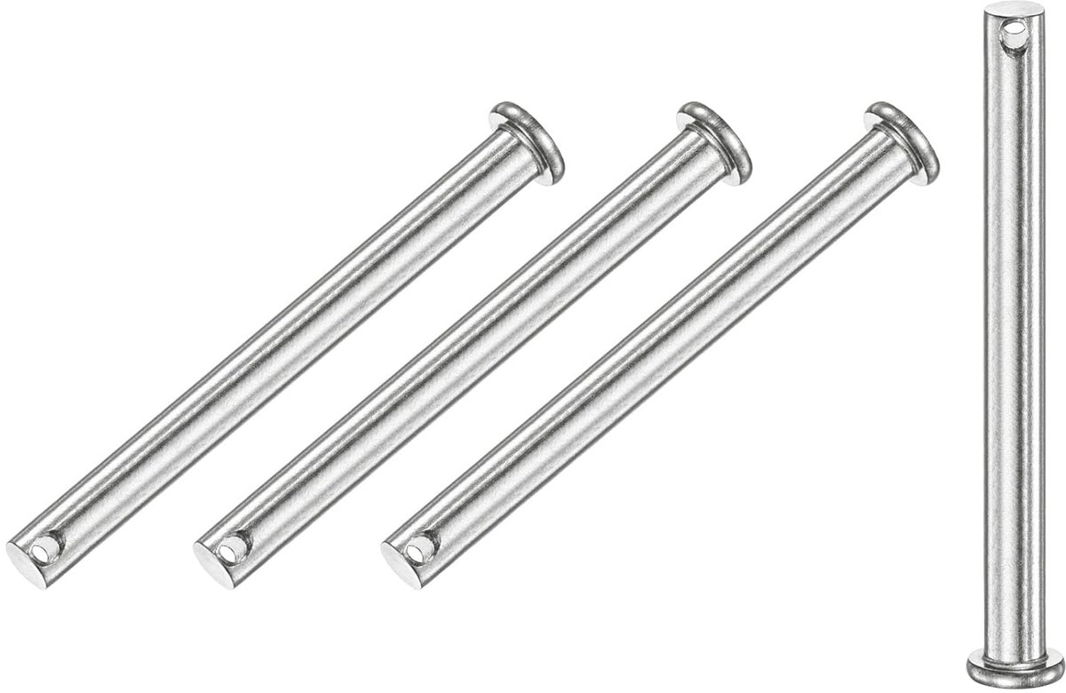 METERXITY Set van 4 vorkpennen met een gat, M8 x 100 mm, platte kop vorkpennen van roestvrij staal 304/vrachtwagens/grasmaaiers, verbindingsscharnier