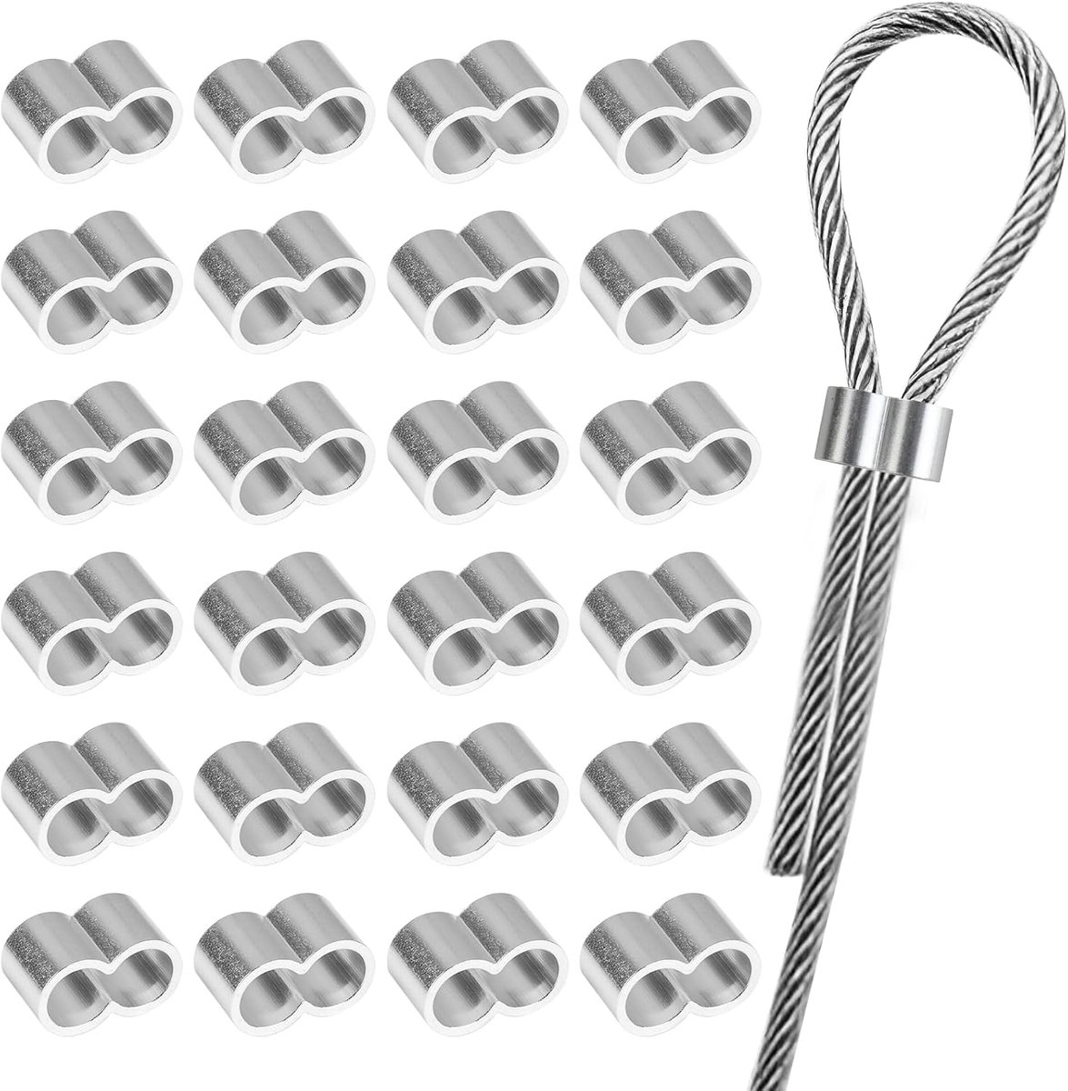 25 professionele pershulzen 10 mm voor kabelbinders, aluminium hulzen, dubbele klemhulzen, ideaal voor expansiekabels, roestvrij, dekzeilen en kabels van rubber