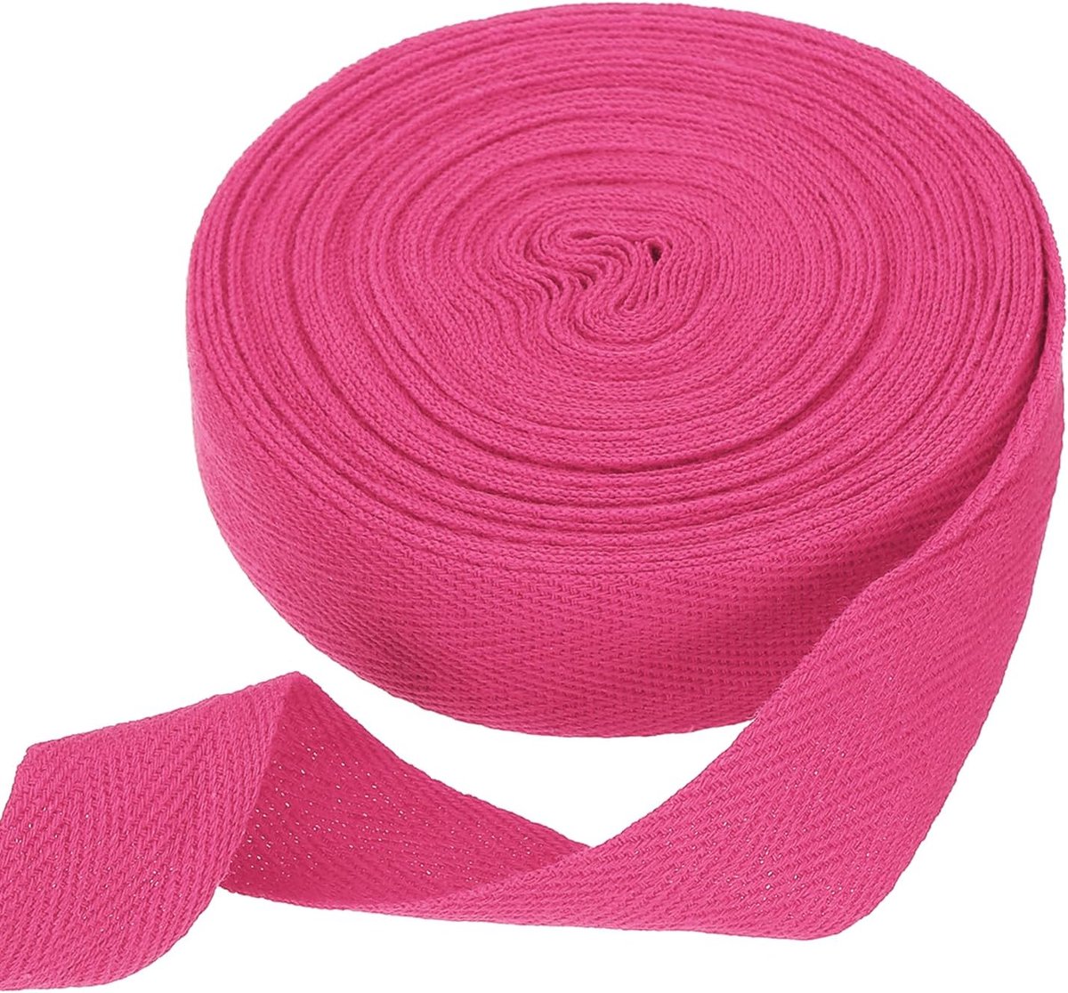 Katoenen lint met visgraatpatroon, 25 mm x 10 m katoenen lint, biaisbanden voor doe-het-zelf handwerk, naaien, geschenkverpakking, handvat, stoffen tas, knutselen, rozerood