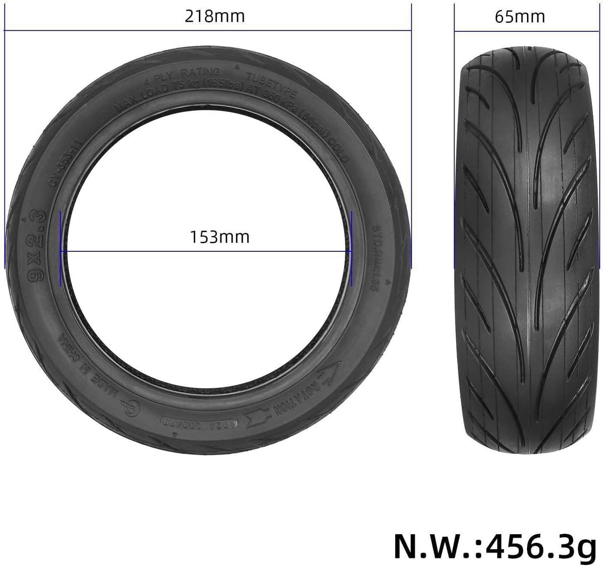 9 x 2,3 banden met 8 1/2 x 2 binnenband voor NIU KQi1 / KQi1 Pro / KQi1 Sport elektrische step 9 inch binnen- en buitenbanden e-scooter reservebanden (2 set) – foto 2