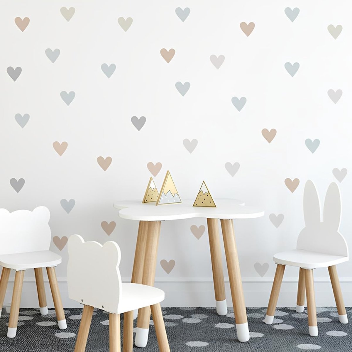 Muurstickers, pvc, waterdicht, boho, hartvormige muurstickers voor slaapkamer, woonkamer, meisjes, kinderkamer, decoratie