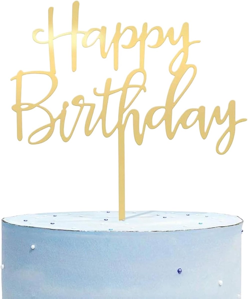 Birthday taartdecoratie, spiegel acryl taartdecoratie verjaardag, Happy Birthday taarttopper, Happy Birthdays taarttopper taartdecoratie voor mannen vrouwen jongens meisjes (goud)