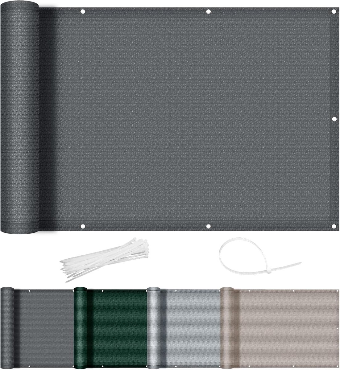 SHADE Balkonscherm 90x300cm in HDPE Balkonafdekking,Inkijkbescherming,Ondoorzichtig Balkonomranding Met Oogjes,Waterdicht, Windscherm,UV-bescherming,Voor Balkon,Tuin,Terras,Antraciet