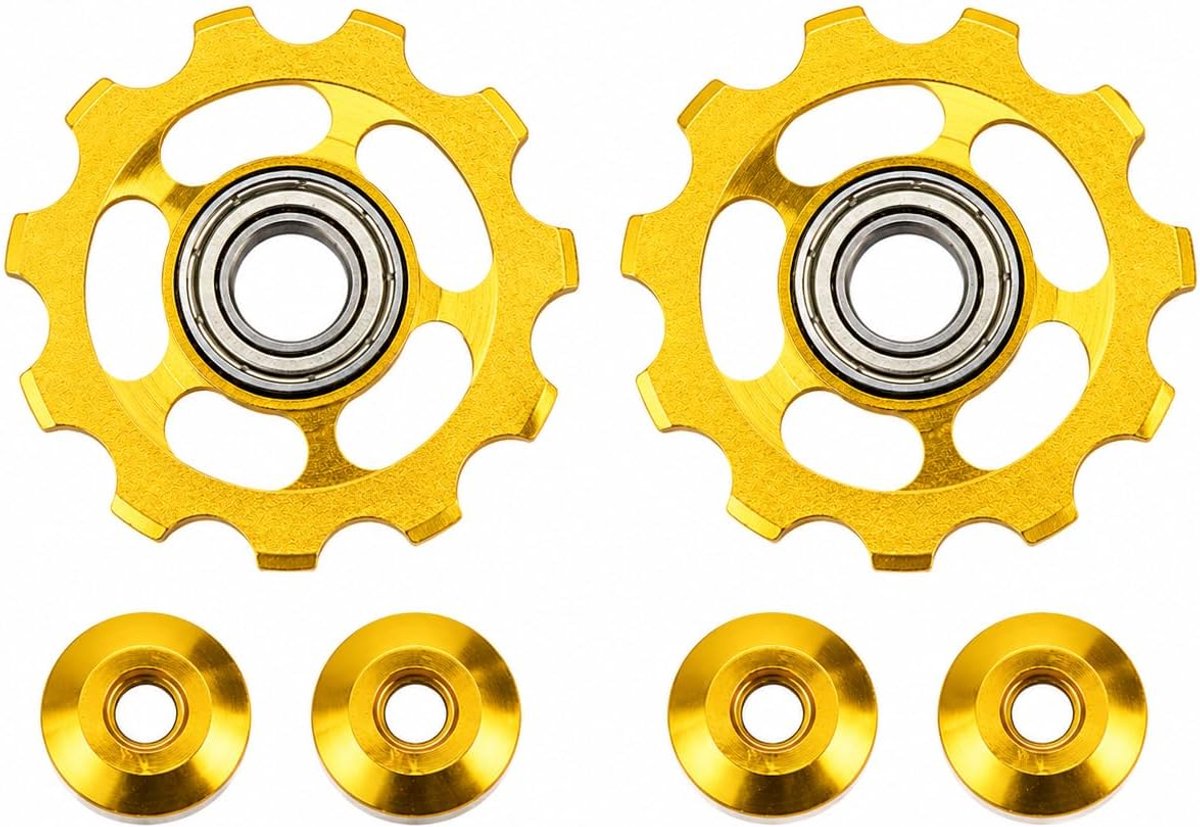 2 x fiets schakelwiel, 11 tanden, fiets MTB schakelwiel, schakelwiel, schakelrol, katrol, wiel aluminiumlegering, 43 mm,