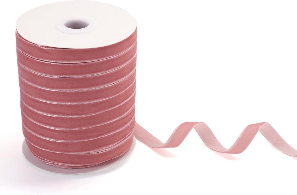 Fluwelen lint met één gezicht, 10 mm, 10 mm fluwelen lint voor geschenkverpakking, haarstrik, clip, naaien, bruiloftsdecoratie (roze)