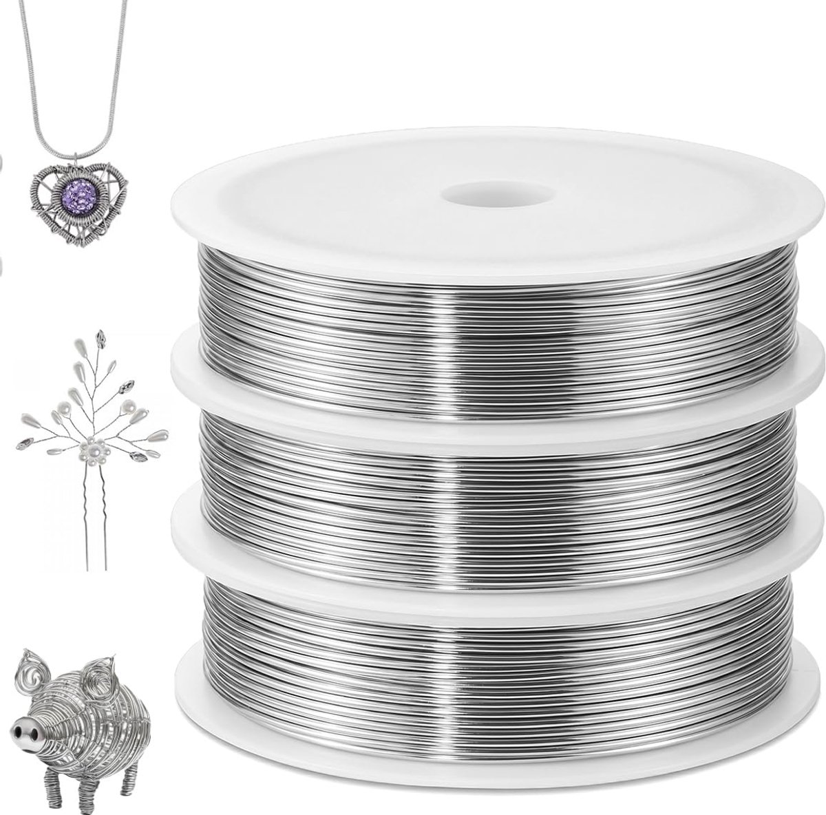 Draad 0,5mm x 30m Buigzaam Metaaldraad voor Knutselwerk | Roestvrij Staal, Flexibel, Gemakkelijk te Vormen, Zilver, Met Spoel voor Diy-Sieraden, Beeldhouwwerken en Handwerk
