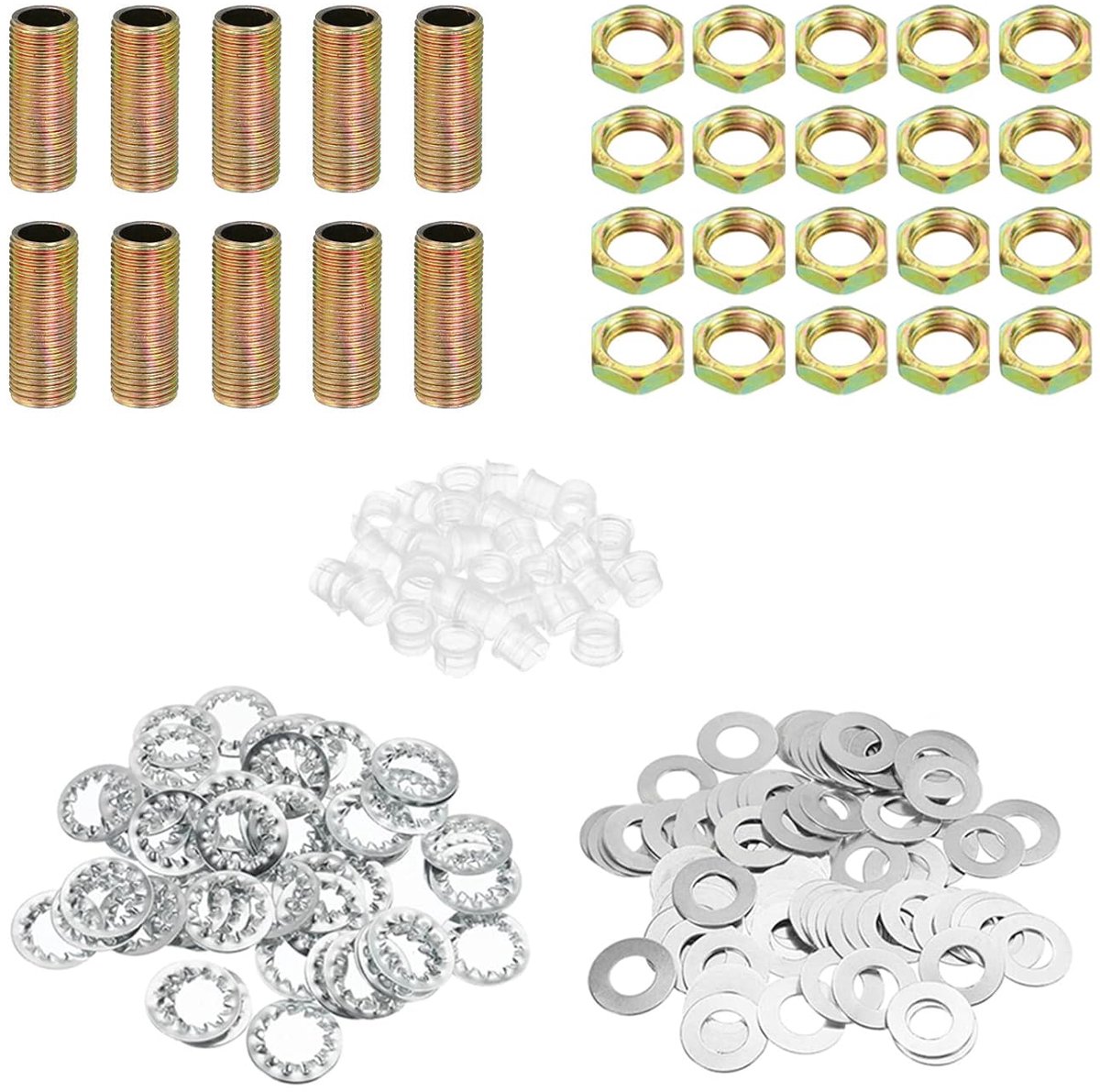 1/8IP schroefdraad 0,98 inch lamp slang kit met vergrendeling moeren sluitringen, bevestigingen assortiment hardware voor kroonluchter plafond DIY licht, zink coating