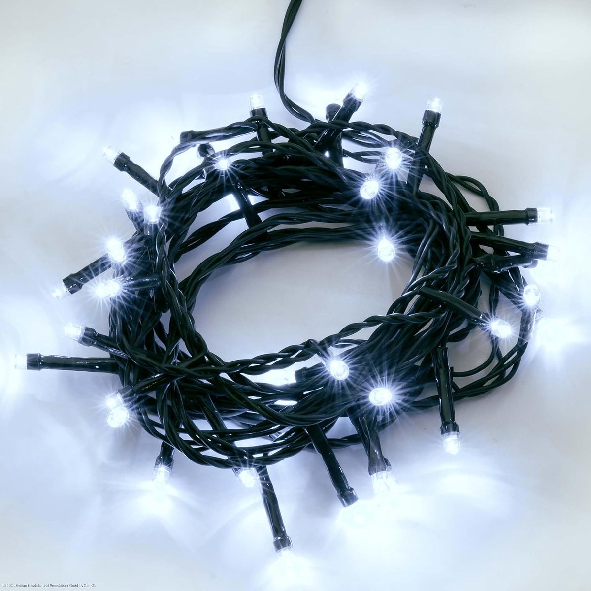 Binnen, met timer, koudwit, led-lichtketting op stroom met 40 leds, kerstboomverlichting met kabel in groen <59 lm 151213