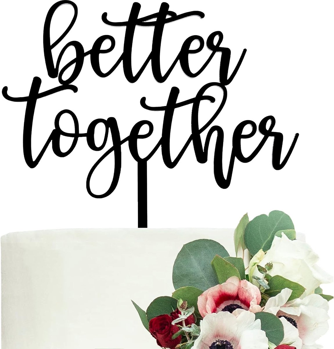 Better Together taarttopper bruidstaart decoraties voor romantische bruiloft bruidsdouche verloving meneer en mevrouw feestdecoratie, geschenkdoos