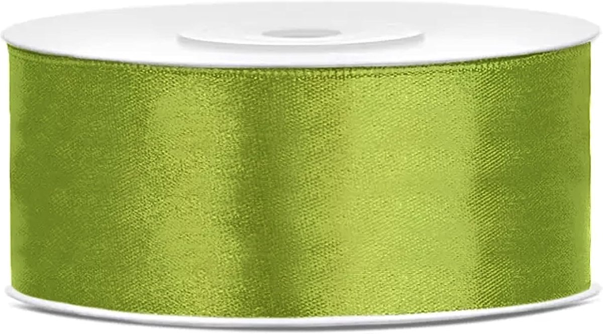 Lint, 25 mm, groen, rol van dubbel satijn, 25 m, band voor bruiloft, doop, Kerstmis, Nieuwjaar, cadeau-idee