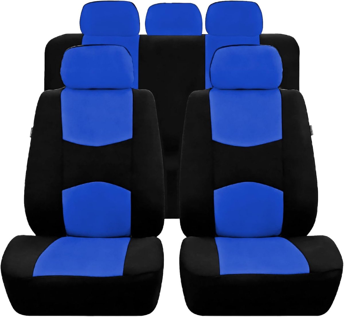 9-delige set, beschermhoezen, complete set, polyester, ademend, voorstoelen, achterstoelen, autohoezen, wasbare autostoelhoezen, auto-interieurhoezen, blauw