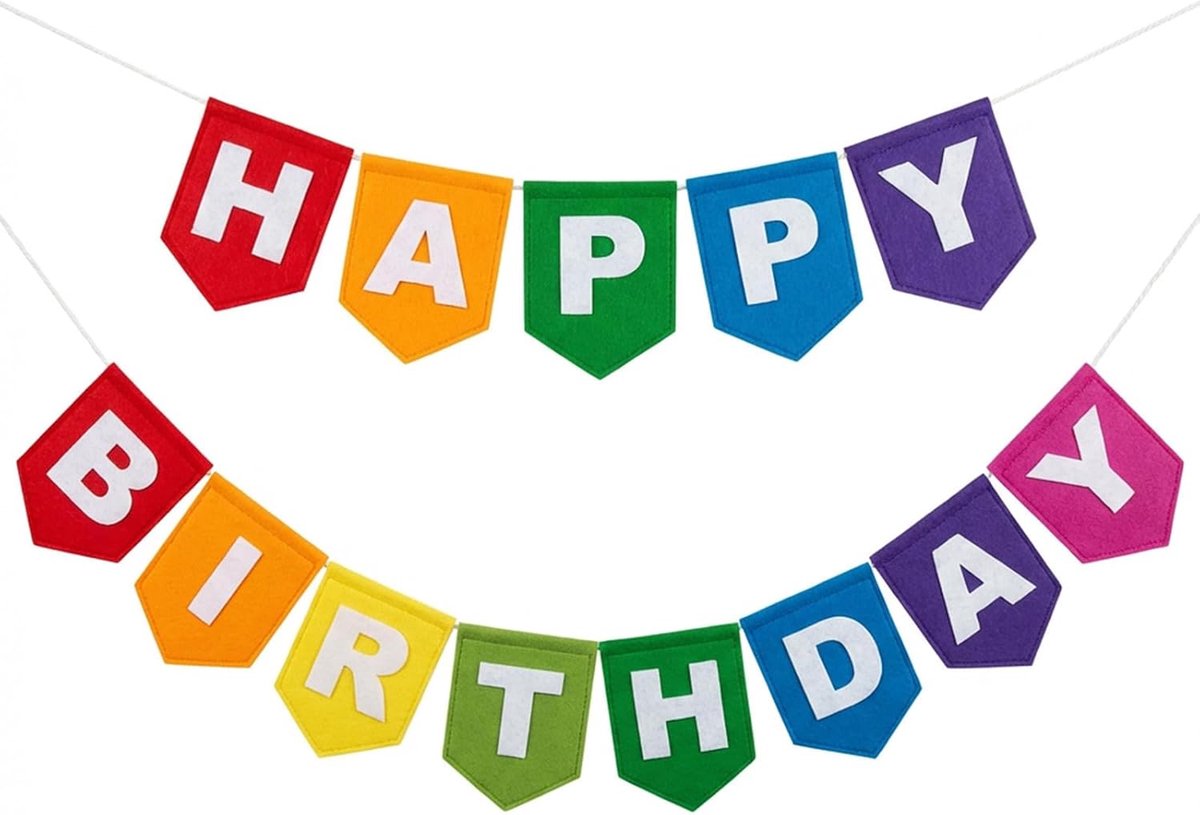 Gelukkige Verjaardag Banner Vooraf Gespannen Verjaardagsbord Decoraties voor Meisjes Jongens Kleurrijke Wanddecoratie Feestbenodigdheden Foto Props Achtergrond (Kleurrijk)