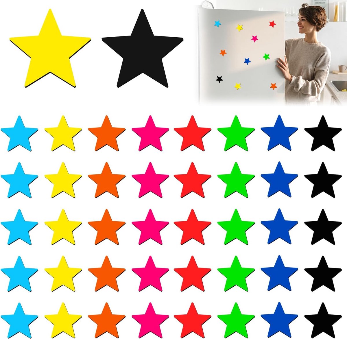 40Pcs Magnetische Sterren voor Beloning Grafiek Magnetische Sterren voor Whiteboard | Magnetische beloningssterren schattige magneten voor koelkast, notitiebord, whiteboards, school, kantoor, klaslokaal