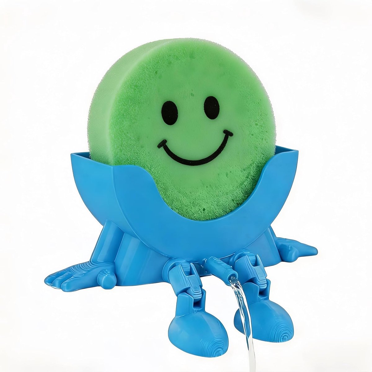 Sponshouder voor gootsteen met afvoer, sponshouder met schattige smile, sponshouder voor gootsteen, sponshouder voor gootsteen, 3D-bedrukte sponshouder, compacte gootsteenorganizer