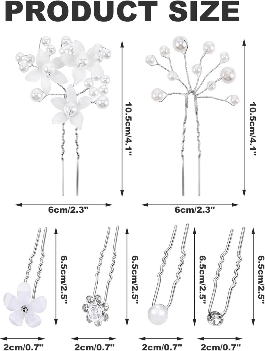 15 stuks bruidshaaraccessoires, U-vormig, bruiloft, haarspelden, bloemen, parels, bruid, haarsieraden, haarspelden, bloem, zilver, strass, bruidssieraden, voor vrouwen, meisjes