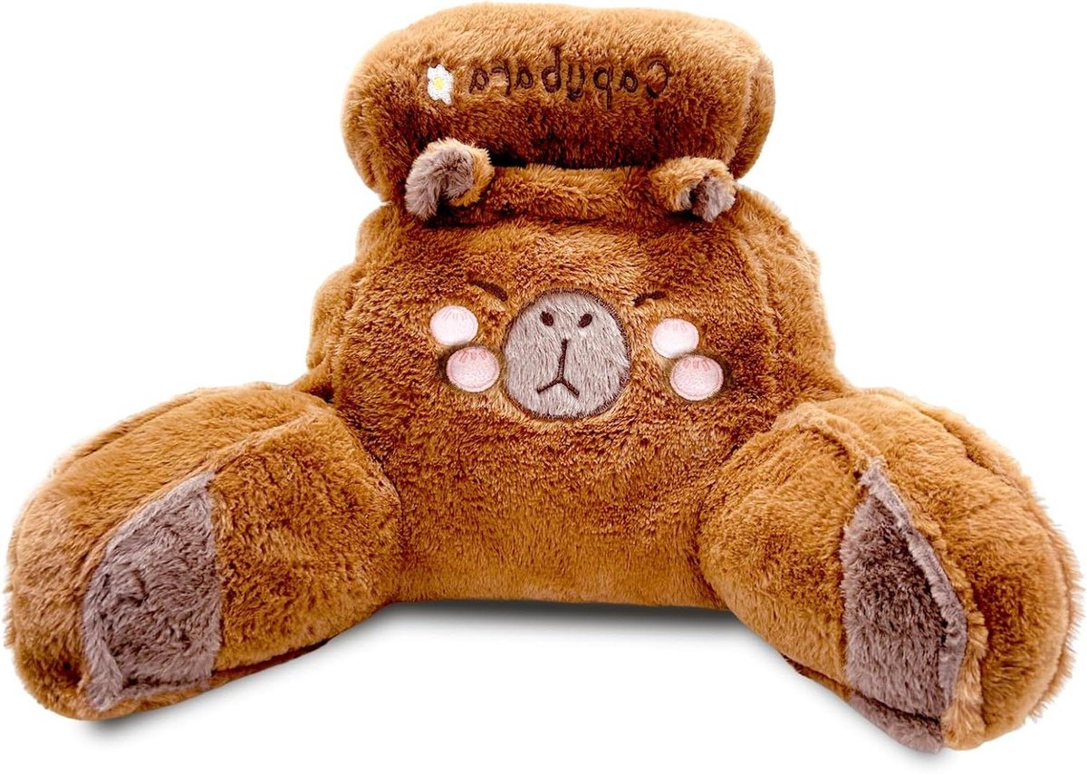 Leeskussen Capybara - Leunsteun Kussen - Ontspannen Lezen - Afneembare Rugleuning - 60x40 cm - Bruin