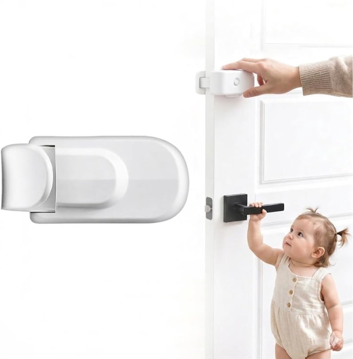 kinderbeveiliging kast, randbescherming baby en deurslot, 1 stuk veiligheid deurhaak voor ouders, huurders, studenten, slaapkamer, hotel, studentenhuis, wit