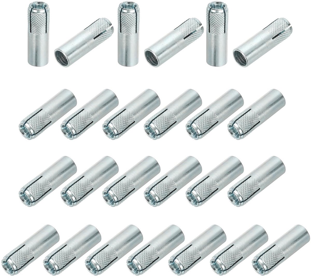 25 stuks interne inslaankers M10, verzinkt koolstofstaal, gekartelde inslagpluggen 11 x 40 mm, holle pluggen metalen slaganker voor gipsplaat, beton, baksteen, gipsplaat, wandbouw