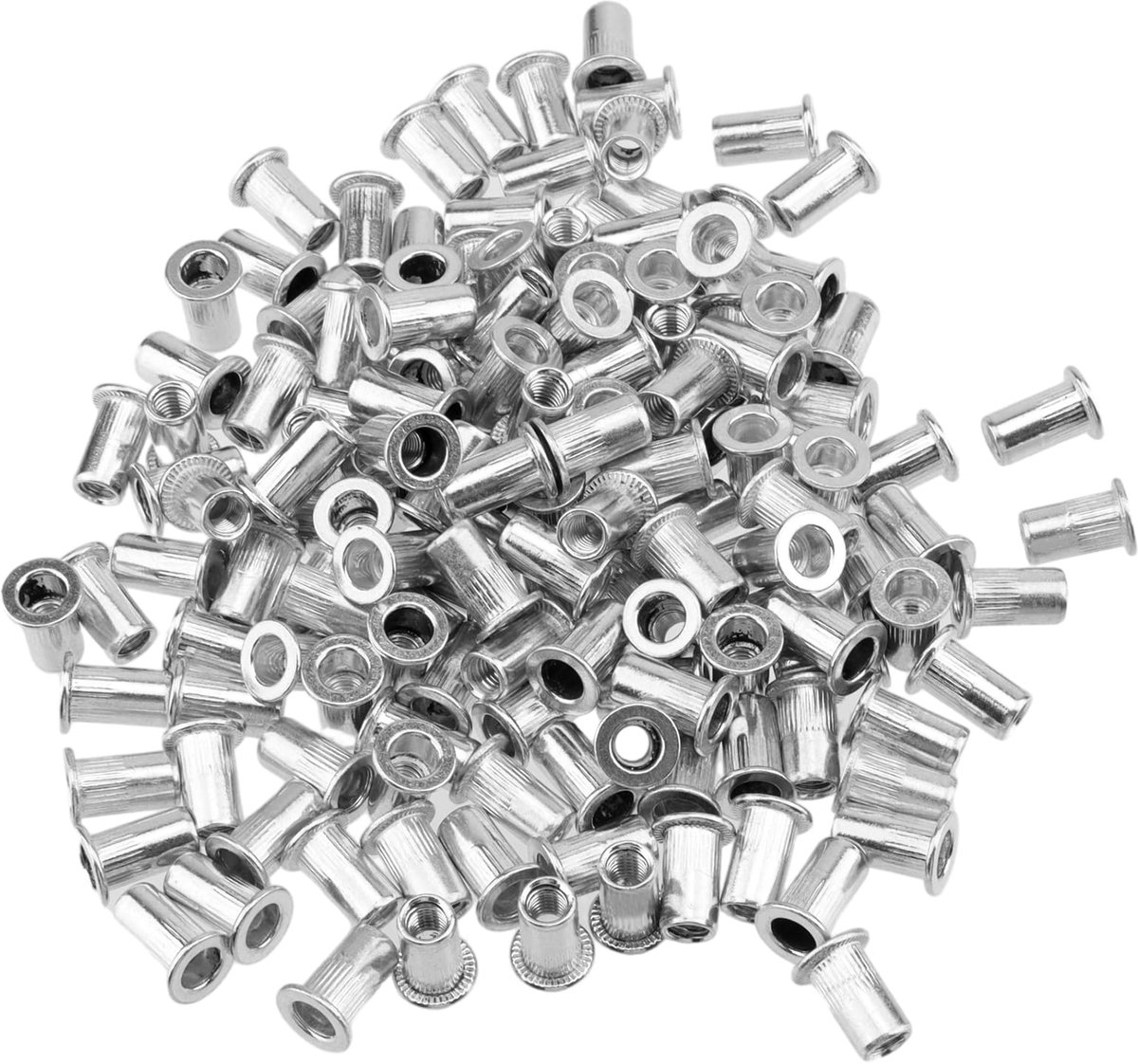 Blindklinkmoeren M5 x 13 mm, schroefdraadklinkmoeren, platte kop, klinkmoeren voor metaal, staal, glasvezel, kunststof