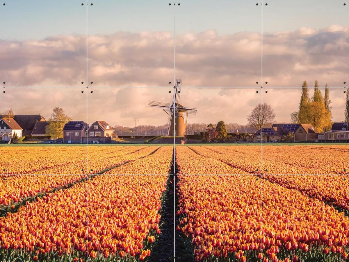 IXXI Molen Zuid-Beijerland, Michael Huijgens & Kunst in Kaart - 80 x 60 cm - Gratis ophangtool - Grote wanddecoratie en posters - Fotografie, Gang