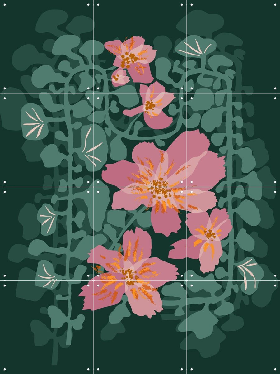 IXXI Orchids Shadow Green Notes, Annick & Various - 60 x 80 cm - Gratis ophangtool - Grote wanddecoratie en posters - Decoratieve kunsten, Kleurrijk