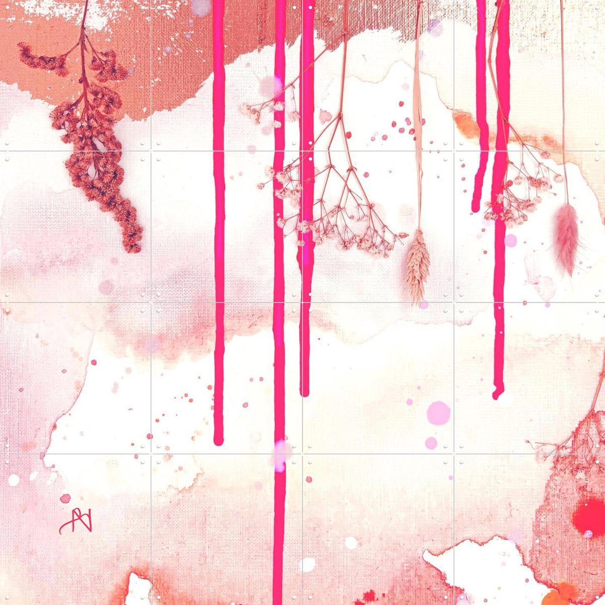 IXXI Floral Ascent, Art by Naokies - 80 x 80 cm - Gratis ophangtool - Grote wanddecoratie en posters - Speels, Aquarel, Kleurrijk, Gang, Slaapkamer