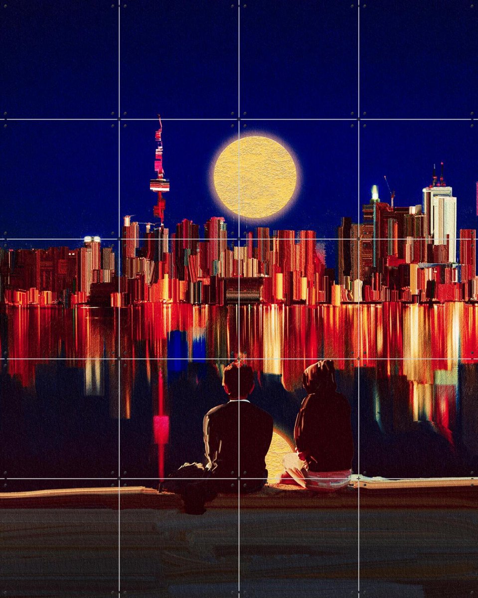 IXXI Cityscape, Vineet Suresh - 80 x 100 cm - Gratis ophangtool - Grote wanddecoratie en posters - Modern, Speels, Kleurrijk, Digitale Kunst
