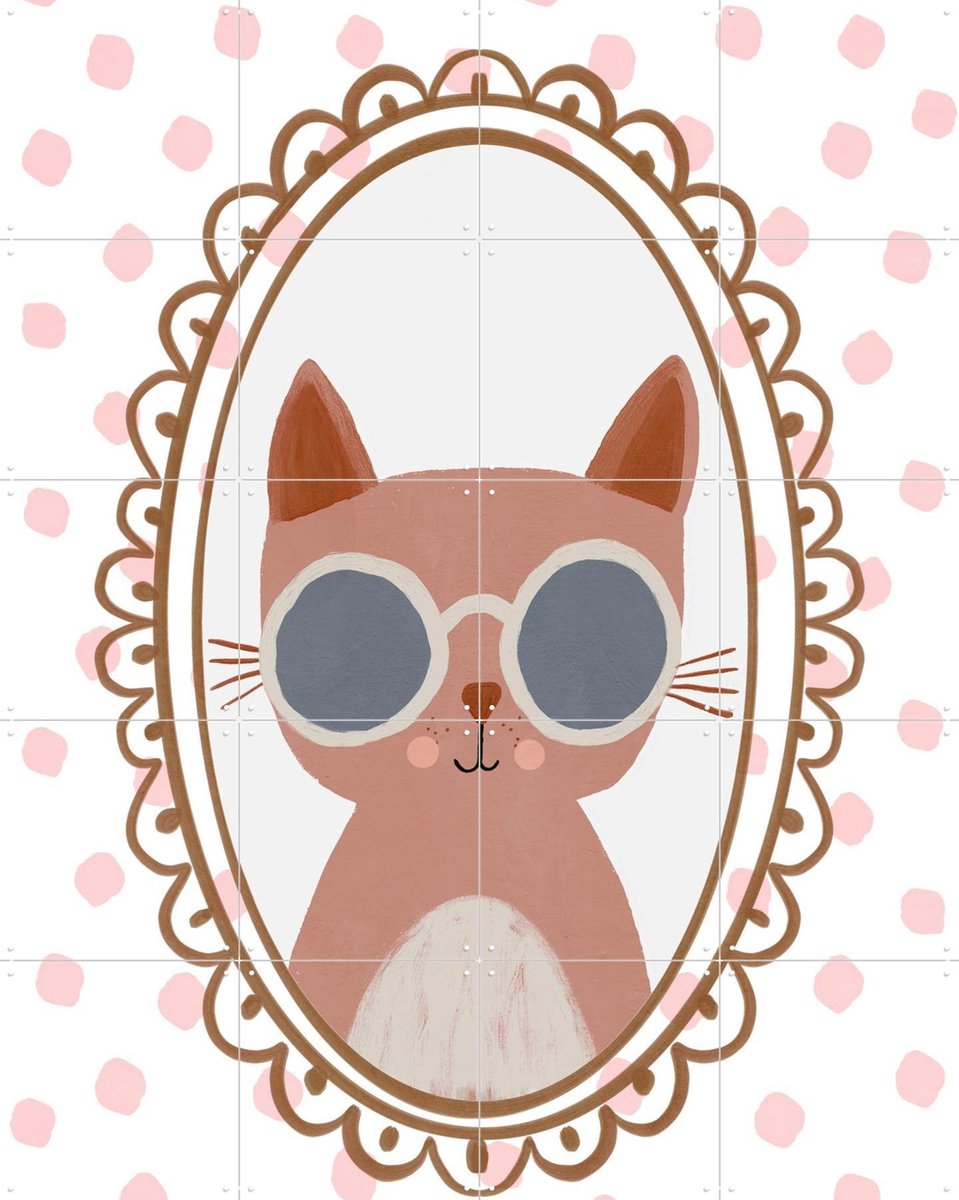 IXXI Cool Cat, Treechild & Various - 80 x 100 cm - Gratis ophangtool - Grote wanddecoratie en posters - Kleurrijk, Cartoonesk, Speels, Geometrische