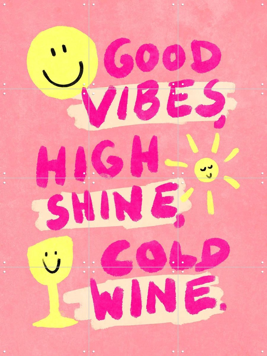 IXXI Good Vibes, High Shine, Cold Wine, Raissa Oltmanns - 60 x 80 cm - Gratis ophangtool - Grote wanddecoratie en posters - Illustraties, Typografie