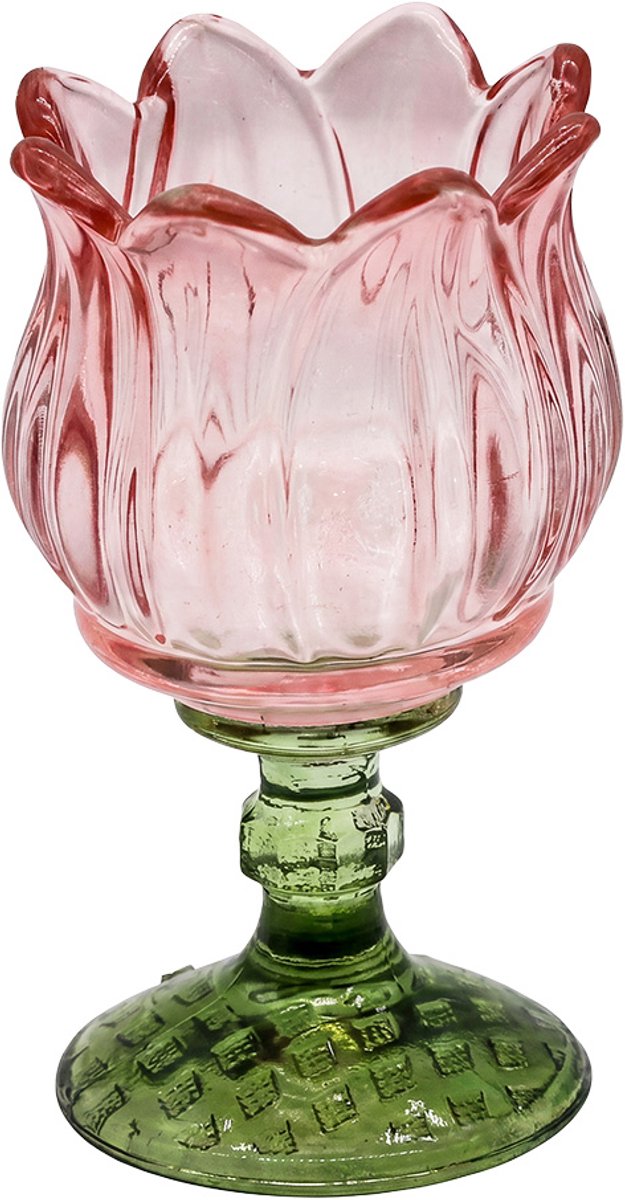 Clayre & Eef Waxinelichthouder Roze Glas