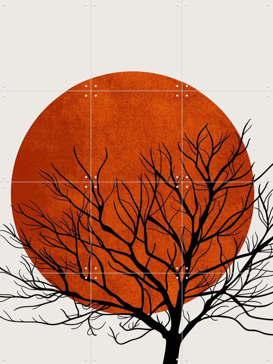 IXXI Warm Winter, Kubistika - 60 x 80 cm - Gratis ophangtool - Grote wanddecoratie en posters - Line art, Surrealisme, Abstract, Geometrische Kunst