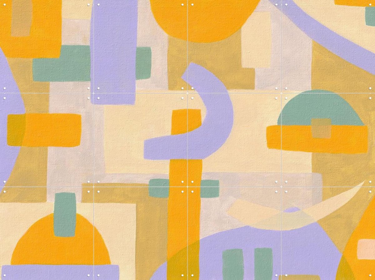IXXI Provence, Studio Maren - 80 x 60 cm - Gratis ophangtool - Grote wanddecoratie en posters - Abstract, Speels, Kleurrijk, Retro, Trap, Woonkamer