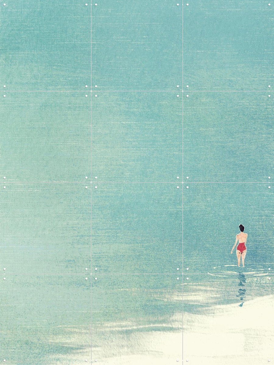 IXXI Solitude In Blue, Henry Rivers - 60 x 80 cm - Gratis ophangtool - Grote wanddecoratie en posters - Minimalisme, Kwaststreken, Illustraties