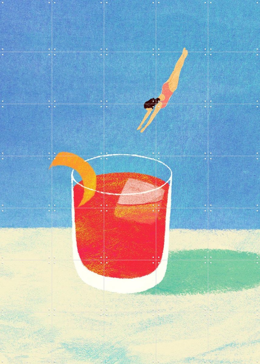 IXXI Negroni, Henry Rivers - 100 x 140 cm - Gratis ophangtool - Grote wanddecoratie en posters - Illustraties, Speels, Kleurrijk, Modern, Cartoonesk