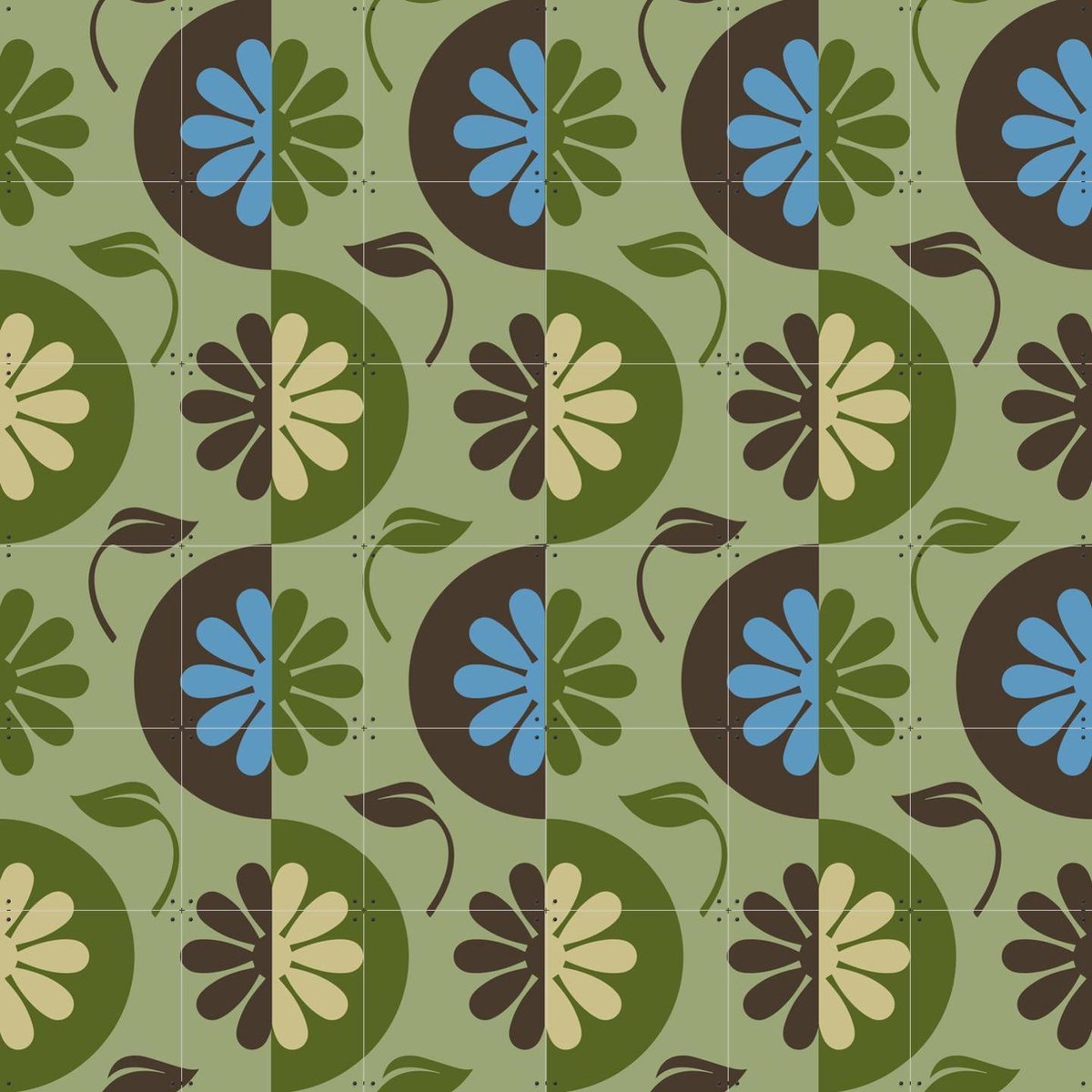 IXXI Floral DNA Pattern 5, Alejandro B. Canoy - 120 x 120 cm - Gratis ophangtool - Grote wanddecoratie en posters - Retro, Woonkamer, Eetkamer