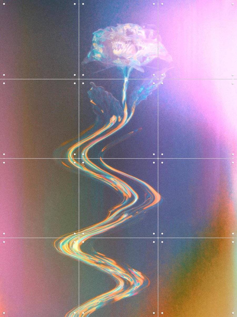 IXXI Floral Majesty, Amber Lauder - 60 x 80 cm - Gratis ophangtool - Grote wanddecoratie en posters - Abstract, Kleurrijk, Digitale Kunst