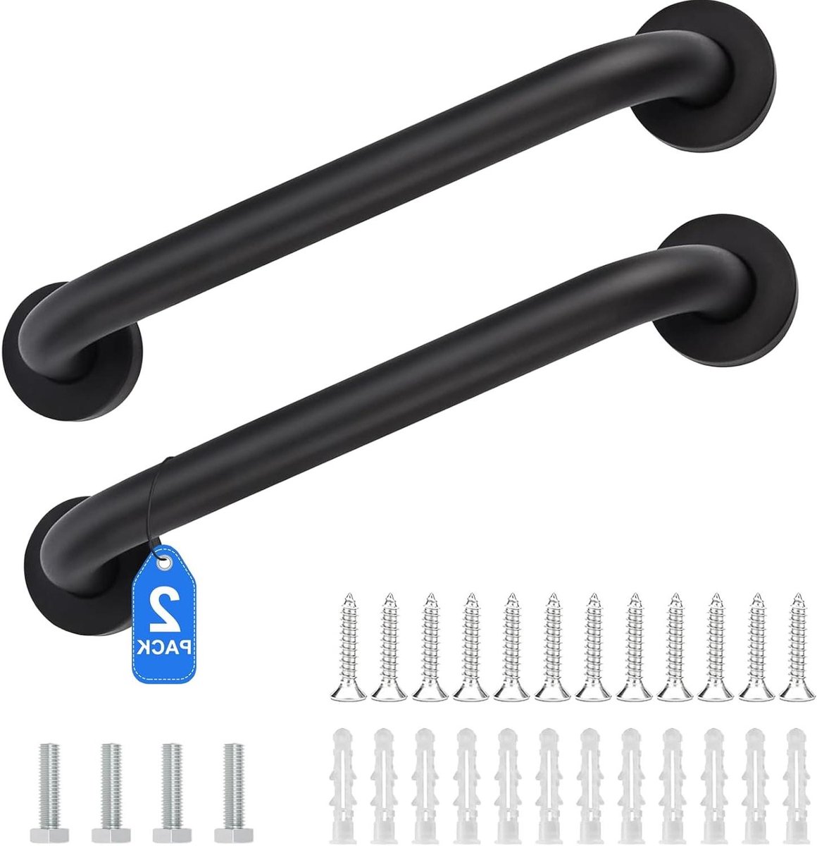 Badkamer Handgrepen - Douchegrepen Veiligheid - Veiligheid Thuis - Roestvrij Staal - 30cm Set van 2 - Zwart