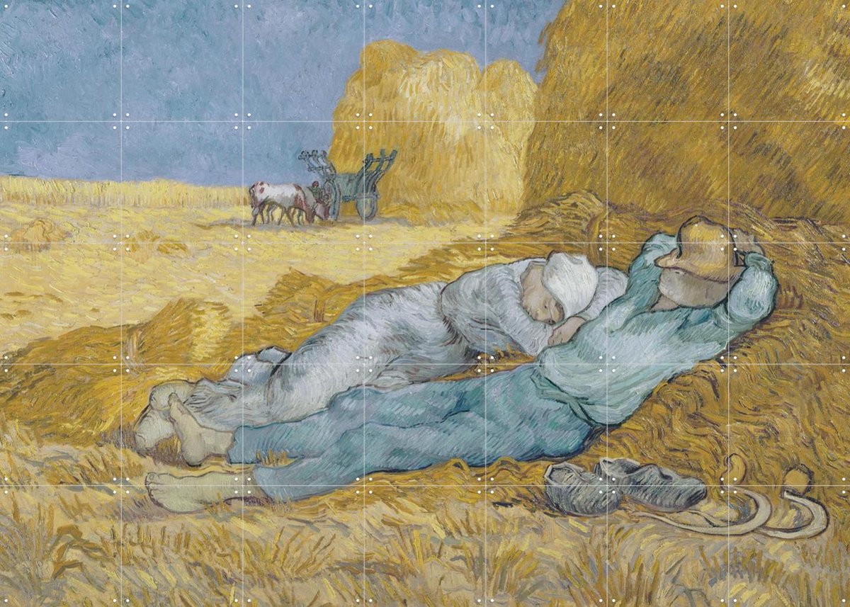 IXXI The Siesta, Vincent van Gogh (1853 - 1890) & Bridgeman Images - 140 x 100 cm - Gratis ophangtool - Grote wanddecoratie en posters - Kwaststreken
