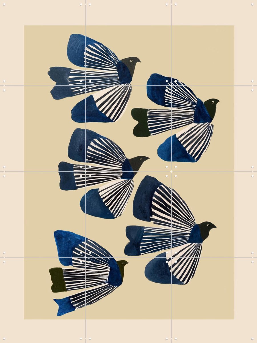 IXXI Birds In Flight, Branka Kodžoman - 60 x 80 cm - Gratis ophangtool - Grote wanddecoratie en posters - Strepen, Illustraties, Abstract, Modern
